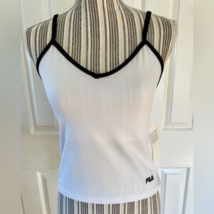 NWT FILA Woman’s Cami Tank Top White with Black trim size medium